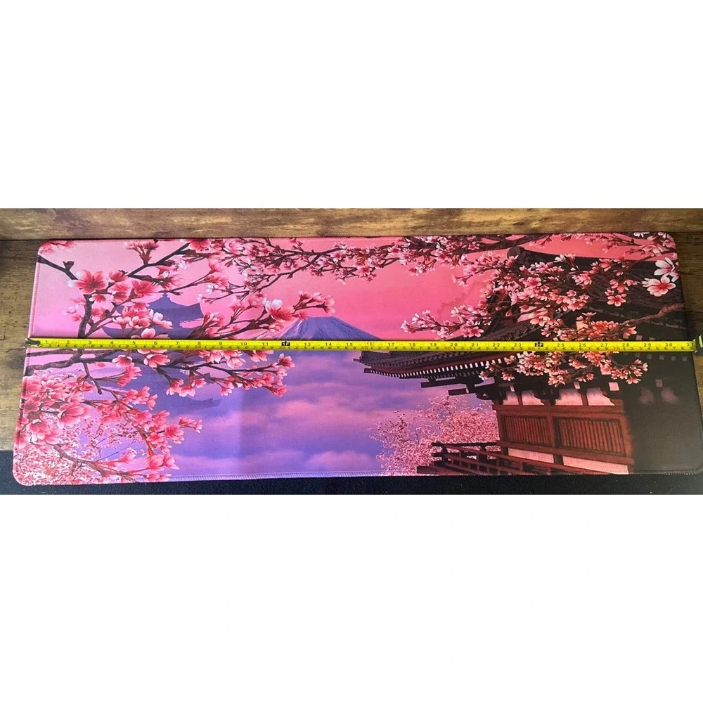 Beautiful Oversized Japanese Large Gaming Mouse Pad with Stitched Edges Pink Mtn